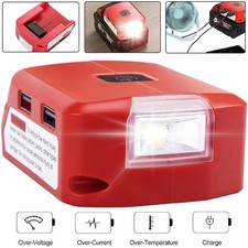 2 USB Power Source Charger Adapter For Milwaukee 14.4-18V Li-ion Battery w/ LED picture