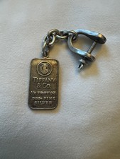 Vintage Tiffany & Co Heavy 999 Fine Sterling Silver Bar Ingot Key Ring Charms picture