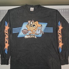 Vintage Taz Tshirt Large Long Sleeve Football Looney Tunes 90s Streetwear Skater picture