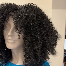 Black Curly Long Lace Front Synthetic Wig Heat Resistant Free-Part Elastic picture