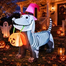 5.5FT Halloween Inflatable Skeleton Puppy Dog LED Yard Decor Blow Up picture