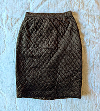 Vintage LineaDue Quilted Dark Green Skirt Made in Italy Midi A-Line picture