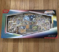 Pokemon Prismatic Evolutions Lucario EX and Tyraniatar EX Premium Collection Box picture