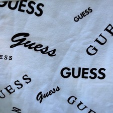 Guess Los Angeles Cozy Pamela Fleece Pullover White Black Logo Print XXL picture