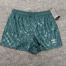NWT Umbro Soccer Shorts Women S Green Vintage 90s Checkerboard Nylon Drawstring picture