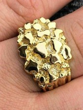Men's Solid 10k Yellow Gold Heavy Nugget Ring Size 7 8 9 10 11 12 13 11 picture