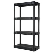 Hyper Tough 4 Shelf Plastic Shelving Unit, 13.88 in D x 30 in W x 56.2 in H, Bla picture