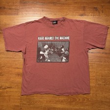 Vintage 1997 Giant Rage Against The Machine Crop T Shirt Mens XL Burgundy Rock picture