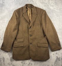Mens J. Peterman  Moon Brown 100% Wool Herringbone Sport Coat Blazer Jacket 44 picture