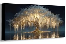 Abstract Black and Gold Tree of Life Canvas Wall Art for Home Decor picture