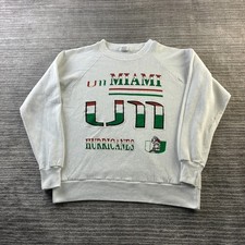 VINTAGE Miami Hurricanes Sweatshirt Mens Medium White Raglan USA Made picture