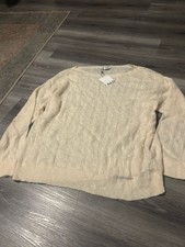 Zara Cream Cable-Knit Crewneck Sweater picture