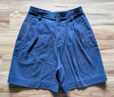 Vtg Liz Claiborne Shorts Womens 8 High Waist Pleated Navy Blue Cotton Lizsport picture