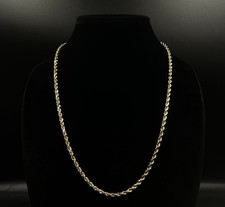 24” 14K Solid Yellow Gold Diamond Cut Rope Chain | 31.43g | 4mm | Lobster Clasp picture