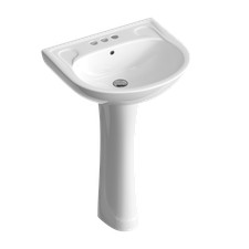 HOROW 22x19 Inch U-Shape Pedestal Sink,White Ceramic Bathroom Sink with Overflow picture