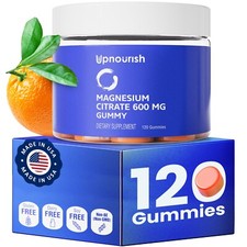 magnesium citrate Gummy 600mg for Calm, Sleep, Constipation Orange Flavor 120ct picture