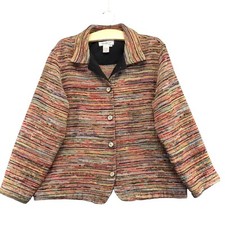 Coldwater Creek Women's Button-Up Blazer Jacket Multicolor Medium Striped picture