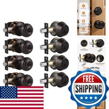 Probrico 4Pack Oil Rubbed Bronze Door Knob & Deadbolt Lock Set Keyed Alike picture