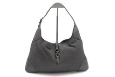 GUCCI Jackie Shoulder Bag Gray Black Canvas Leather picture
