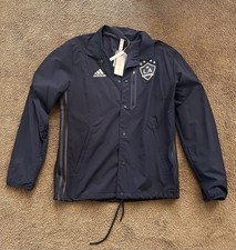 Adidas LA Galaxy MLS Anthem Snap Button Jacket Navy Men Small Fleece Lined NWT picture