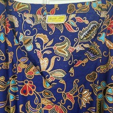 Vintage Batik Arts Cotton Kaftan Dress One Size OS Blue Floral Boho Festival picture
