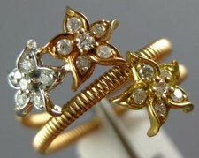 ESTATE WIDE .23CT DIAMOND 18KT TRI COLOR GOLD 3D MULTI STAR FLEXIBLE FUN RING picture