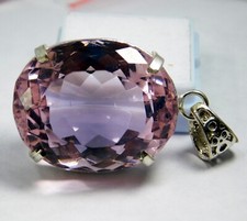 Natural 101.20 Ct Certified Brazilian Pink Kunzite Pendant Oval Cut Gemstone ~ picture