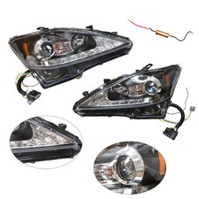 Pair Headlights For 2006-2013 Lexus IS250 IS350 Projector LED DRL Headlamps Set picture