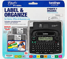 Brother P-touch PT-1890C Thermal Black & White Label Maker w/ Bonus TZe Tape picture