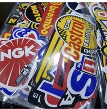 60 Pcs Random Racing Stickers Decals Motorcycle Sticker Vintage Helmet Lot picture
