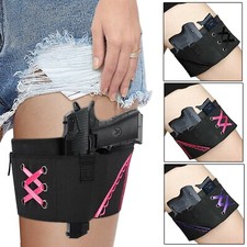 Táctico llevar oculto elástico mujer pierna banda muslo pistola pistolera negro picture