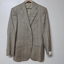 NWT Pal Zileri Blazer IT 50R US 40R Beige Windowpane Wool Linen Silk Italy picture