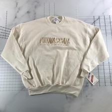 Vintage NASCAR Sweatshirt Mens XL White Jerzees Made USA Auto Racing Crewneck picture
