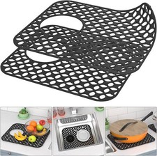 TOOVEM 2PCS Non-Slip Heat Resistant Silicone Sink Protector Mat, Side Drain picture