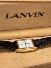 Vintage Lanvin Paris Mechanical Manual Wind Rectangular Watch w/ Box Running picture