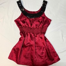 Vintage Y2K Studio-Y Satin Sequin Swoop Neck Empire Waist Babydoll Top/Dress picture