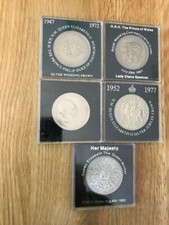 5 CASED CROWNS Queen Elizabeth 1965 - 1981 UNCIRCULATED 5 CASED CROWNS picture