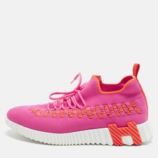 Hermes Flex Size 41 Pink Knit Fabric Low Top Sneakers picture