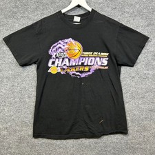 VTG Delta Los Angeles Lakers T-Shirt Mens Black 2002 NBA Finals Champions - M picture