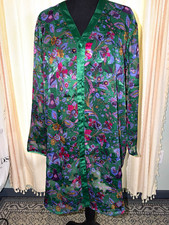 VTG Victoria's Secret Women's Satin Floral Button Front Robe V-Neck M picture