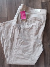 Kim Rogers 22W Beige Cotton Super Stretch Tummy Control Pants Pockets picture