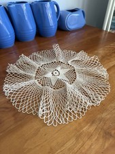 Vintage Americana hand crocheted round doily exceptional mint lovely collectible picture