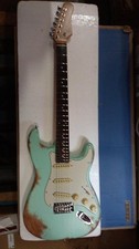 Used KGD Green Distressed Electric Guitar, SSS Single Tremolo,  picture
