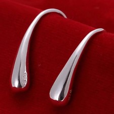 2PCS 925 Sterling Silver Threader Drop Dangle Hook Earrings teardrop hanging picture