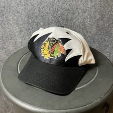 Vintage Chicago Blackhawks Hat Shark Tooth Pattern Logo 7 Brand NHL Hat Cap picture