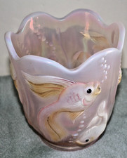 New Fenton ATLANTIS PEACHALENE Opalescent  Vase Collector's Sale Piece 1990 picture