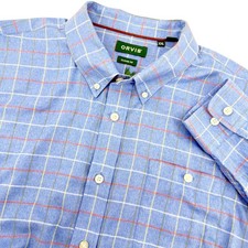 Orvis Country Twill Shirt Mens XXL Blue Tattersall Plaid Cotton Classic Fit picture