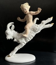 Wallendorf Porcelain Figurine #1475 Boy Riding Goat - Excellent Condition picture