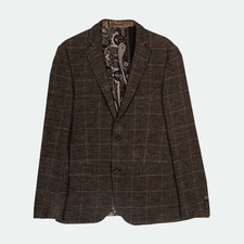 Etro Men’s Grey Checked Blazer Wool Blend Jacket, Large picture