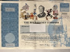 (2) Original 2001 Walt Disney Company 1 Share Paper Stock NM Condition picture